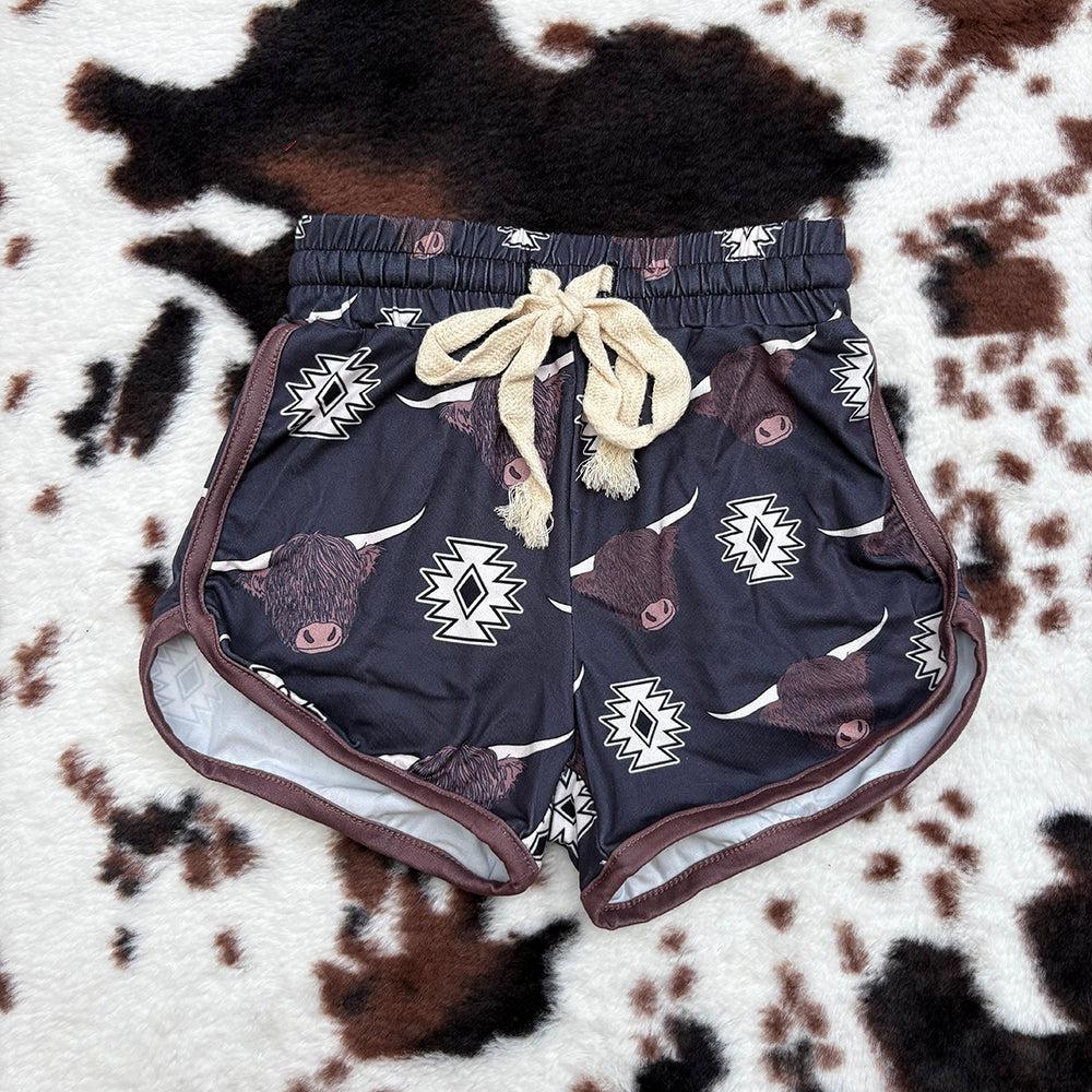 highland cow printed shorts SS0087