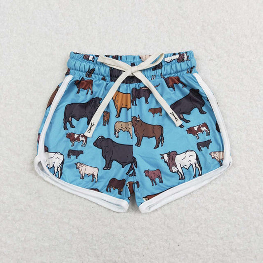 girls Blue highland Farm cow shorts SS0124