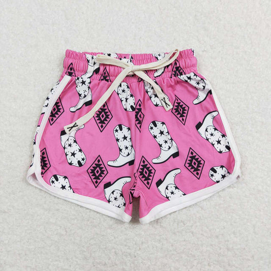 girls Pink Boots Aztec Western shorts SS0126