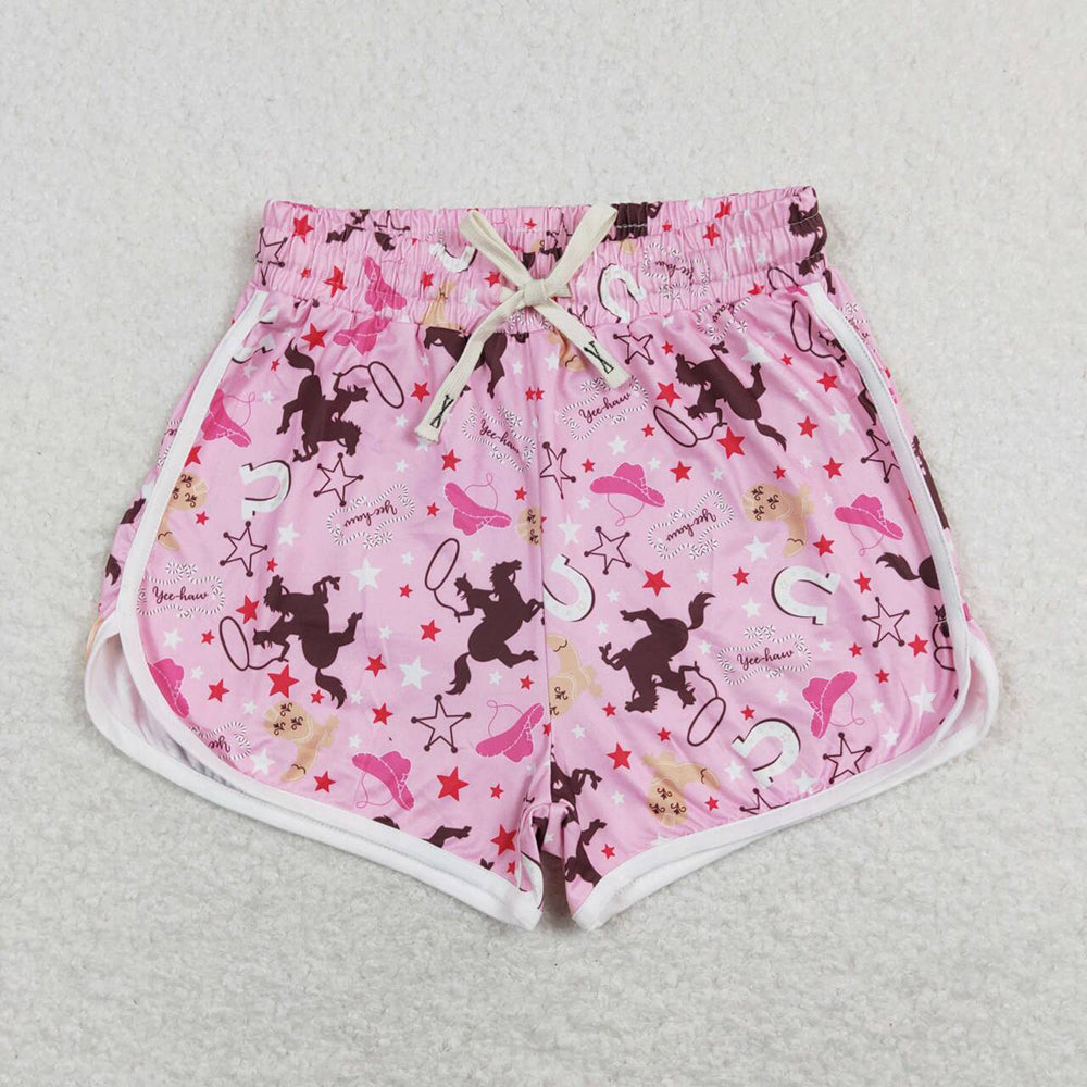 SS0130 adult women pink rodeo cow shorts