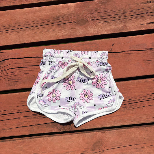 girls Pink Flowers Mini Western shorts SS0171