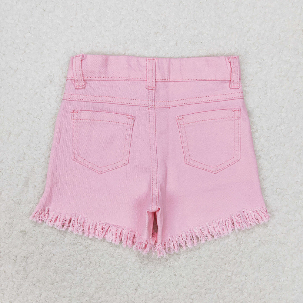SS0230 baby girl pink sequin pockets summer shorts