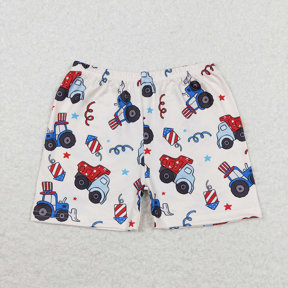 SS0257 baby boy 4th of July patriotic trucks summer shorts