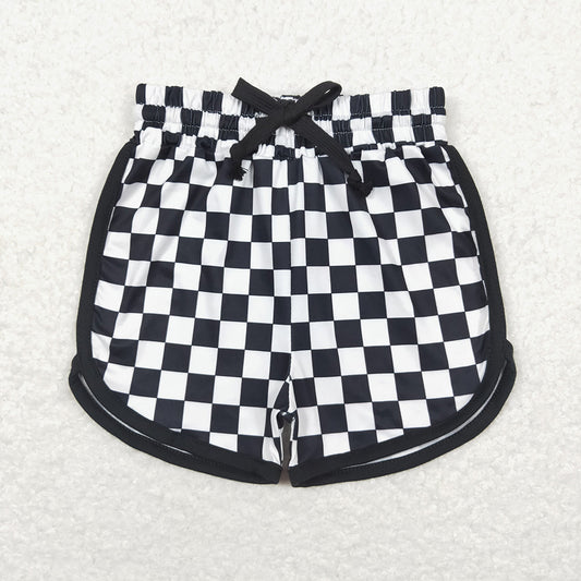 girls black checkered sports shorts SS0278