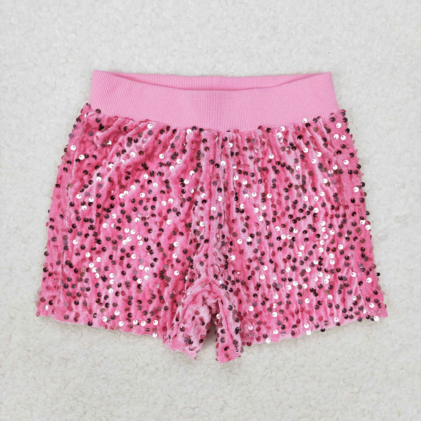 girls light pink sequin shorts SS0350