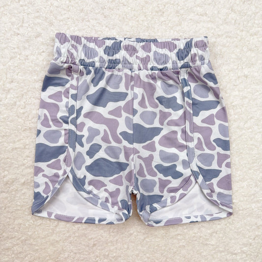 girls grey old school camouflage summer sports shorts SS0361