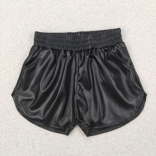 SS0413 Baby Girls black cheer metallic shorts