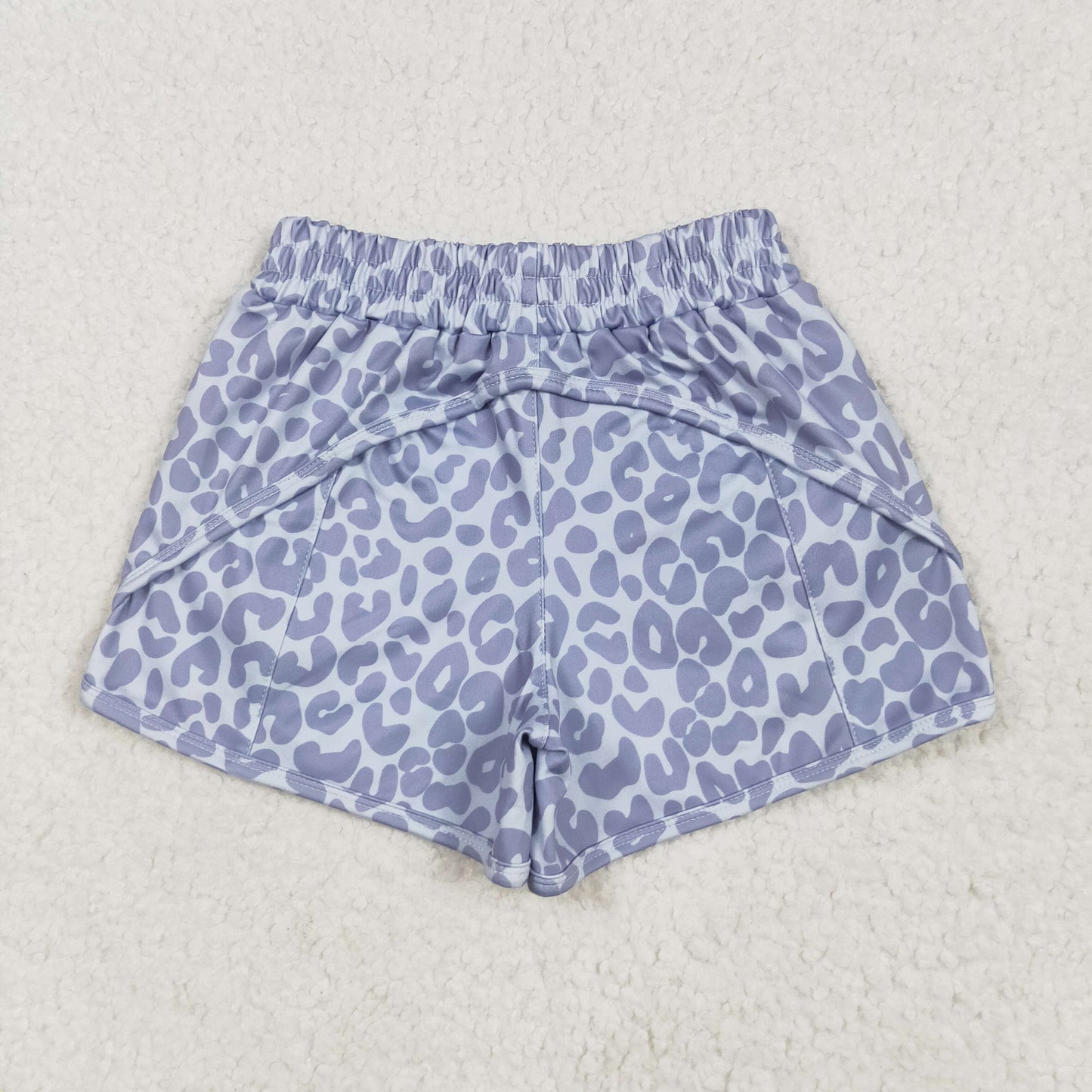 SS0464 Baby Girls Grey Leopard Pockets Yoga Active Shorts Bottom