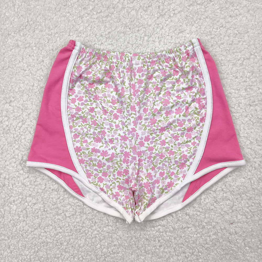 SS0523 Baby Girls Hotpink Pink Flowers Sports Shorts