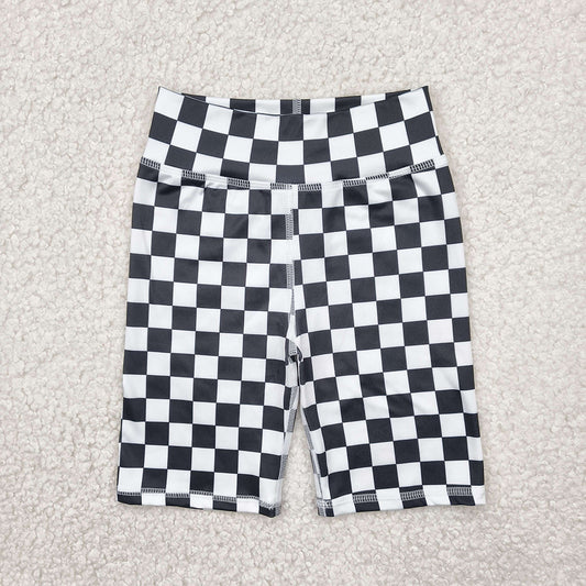 SS0537 baby clothes girls black checkered biking yoga shorts