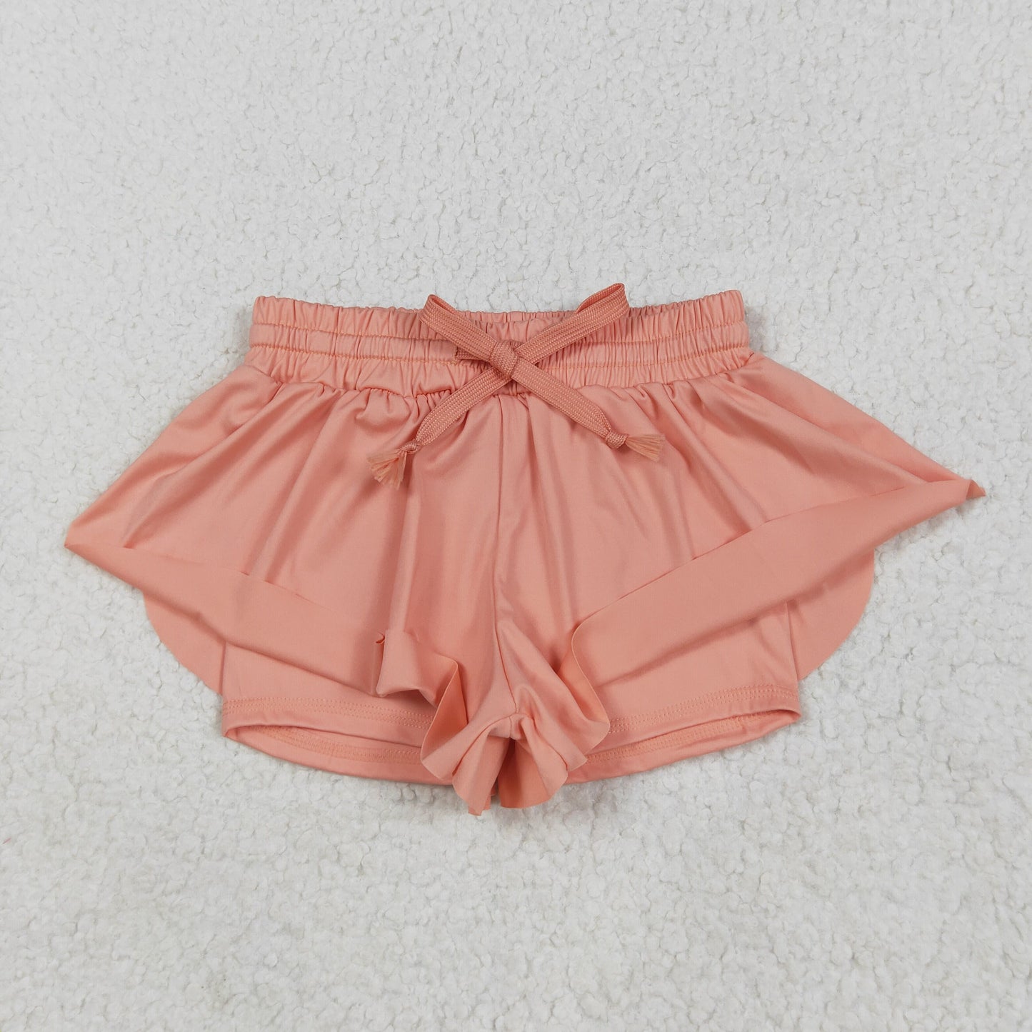 SS0547 Baby Girls Peach Yoga Active Ruffle Shorts Bottom