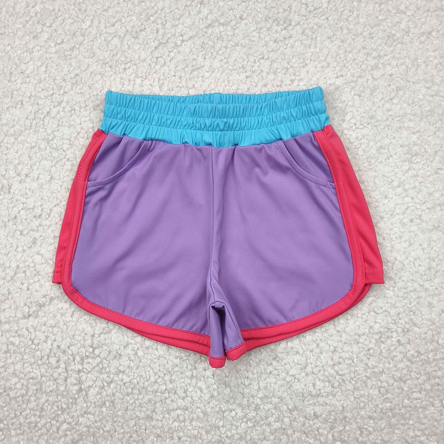 SS0555 Baby Girls Purple Pockets Sports Shorts