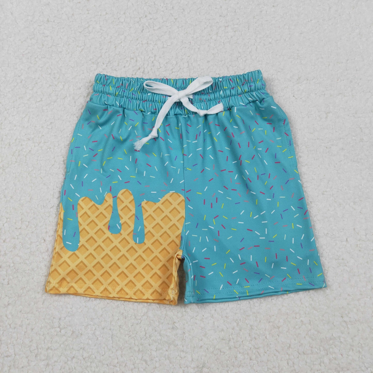 SS0623 Baby Boys Teal Sprinkles Pockets Shorts Bottoms