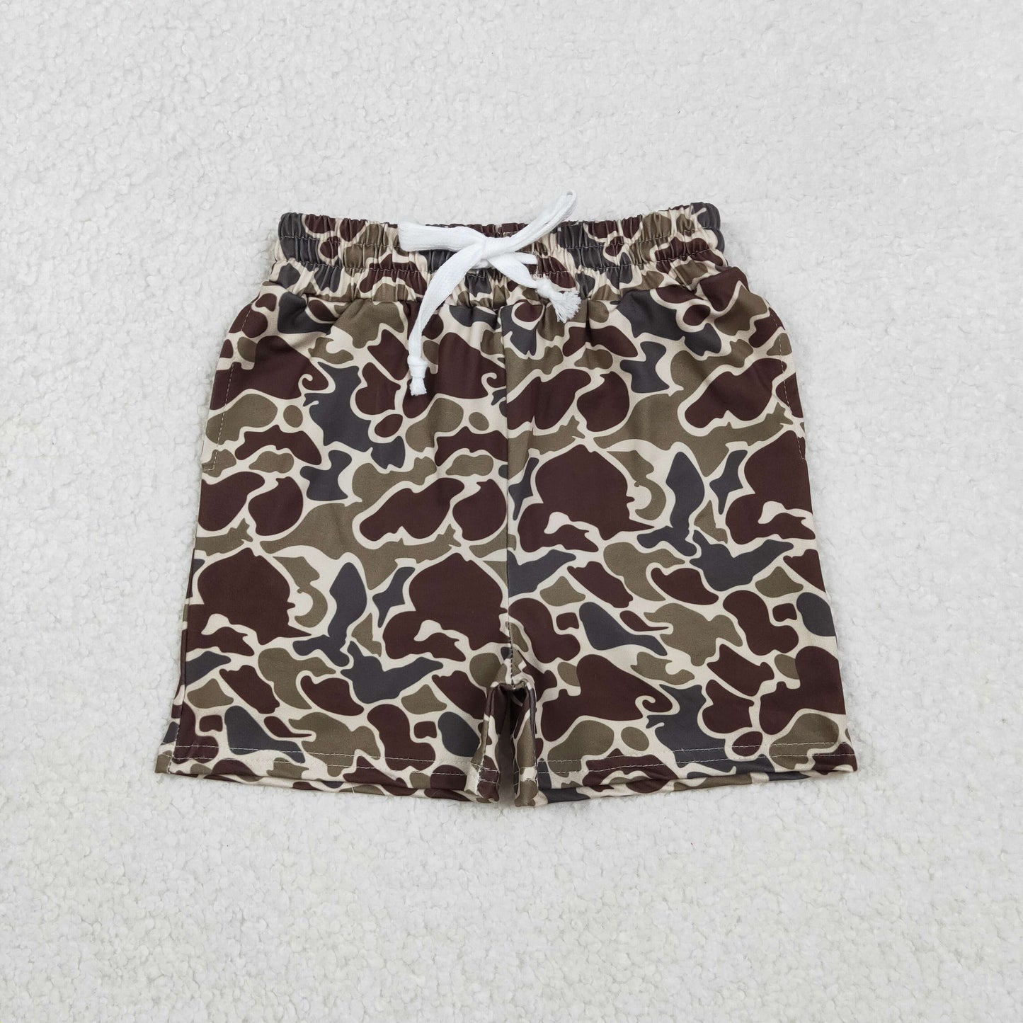 SS0735 Baby Boys Dark Khaki Camo Pockets Shorts Bottom