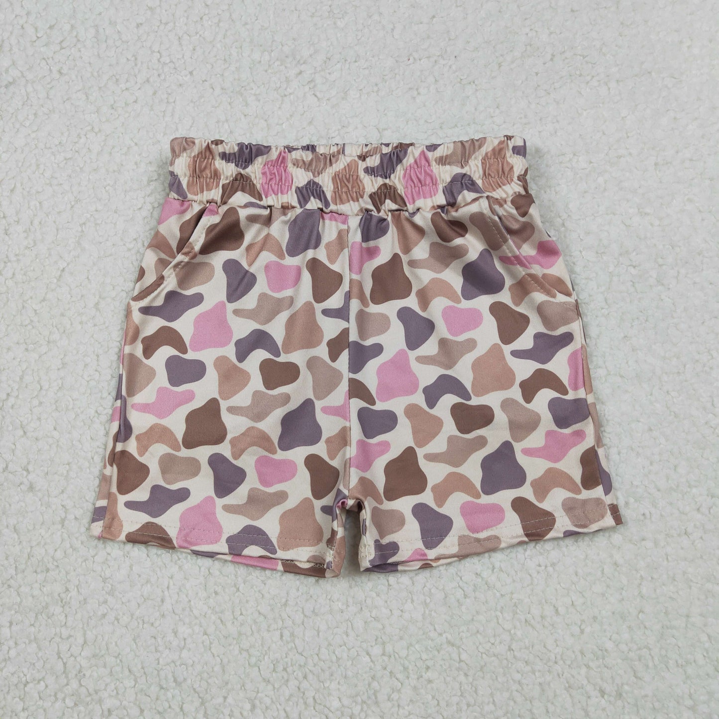 SS0757 Baby Girls Southern Pink Khaki Camo Pockets Shorts Bottom
