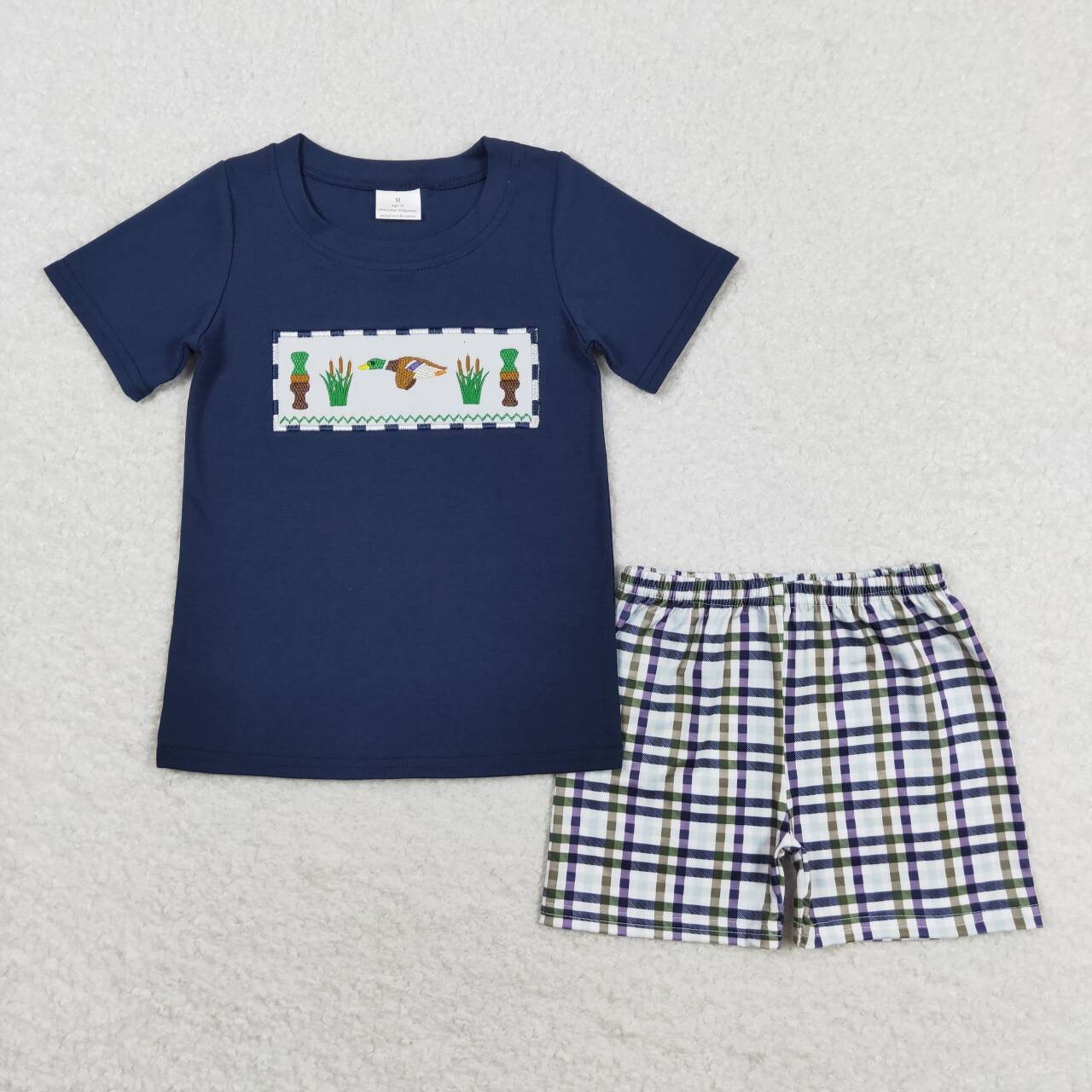 BSSO0710 baby boy clothes embroidery mallard toddler boy summer outfits