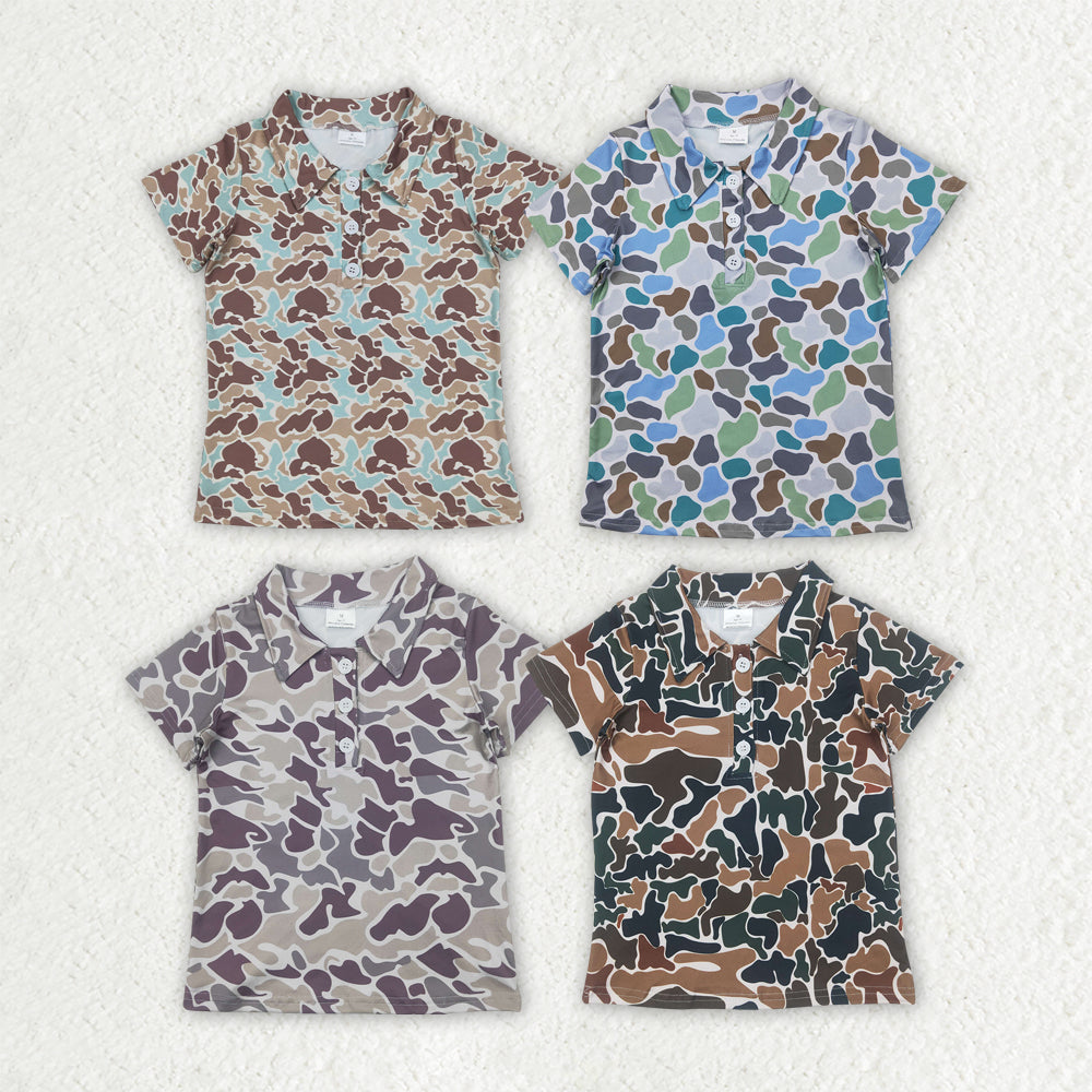 Sibling Baby Boys Short Sleeves Button Camouflage Polo Shirts Tops