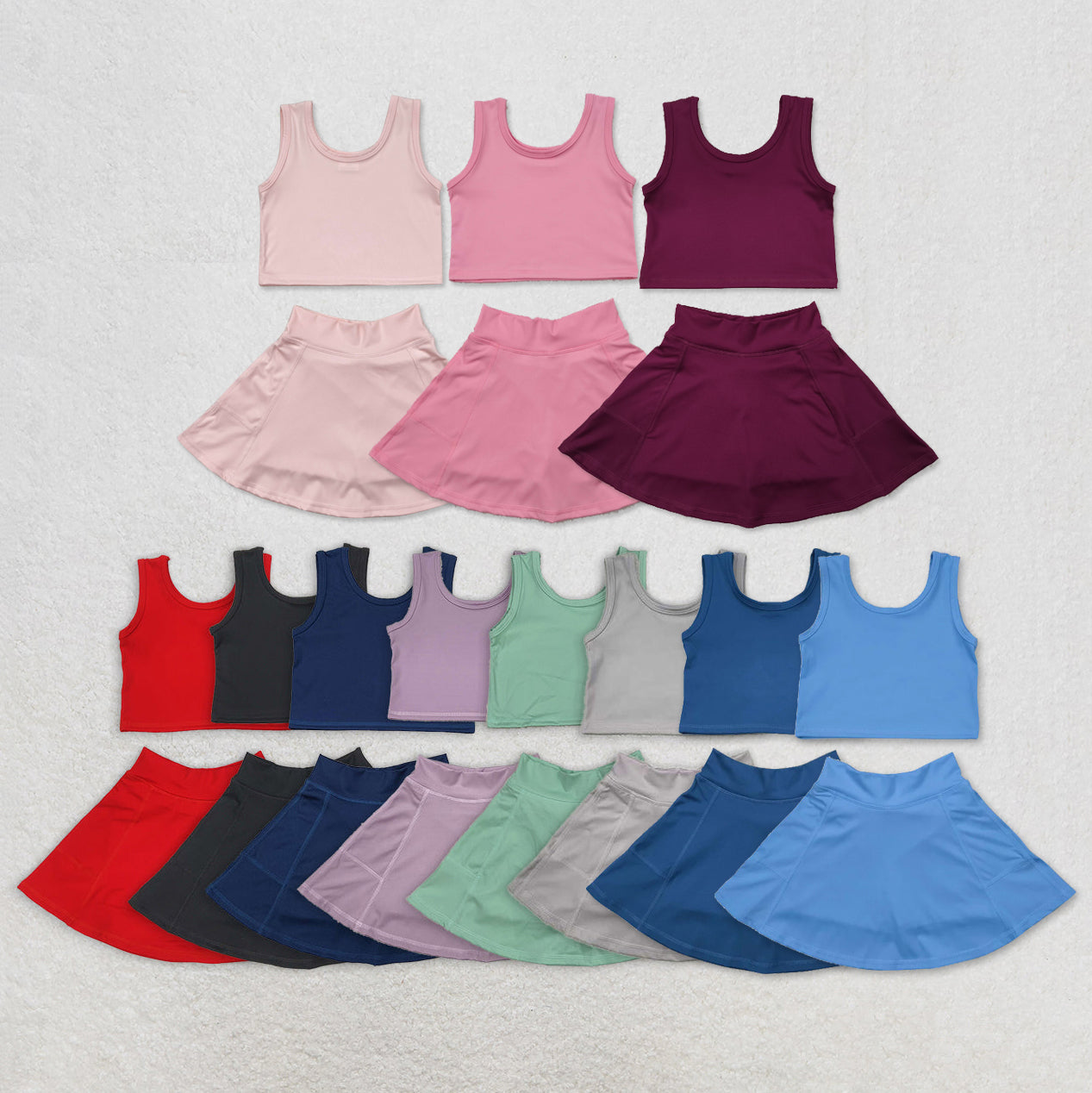 Sibling Baby Girls Colorful Vests Top Tennis Sports Skorts Yoga Clothes Sets
