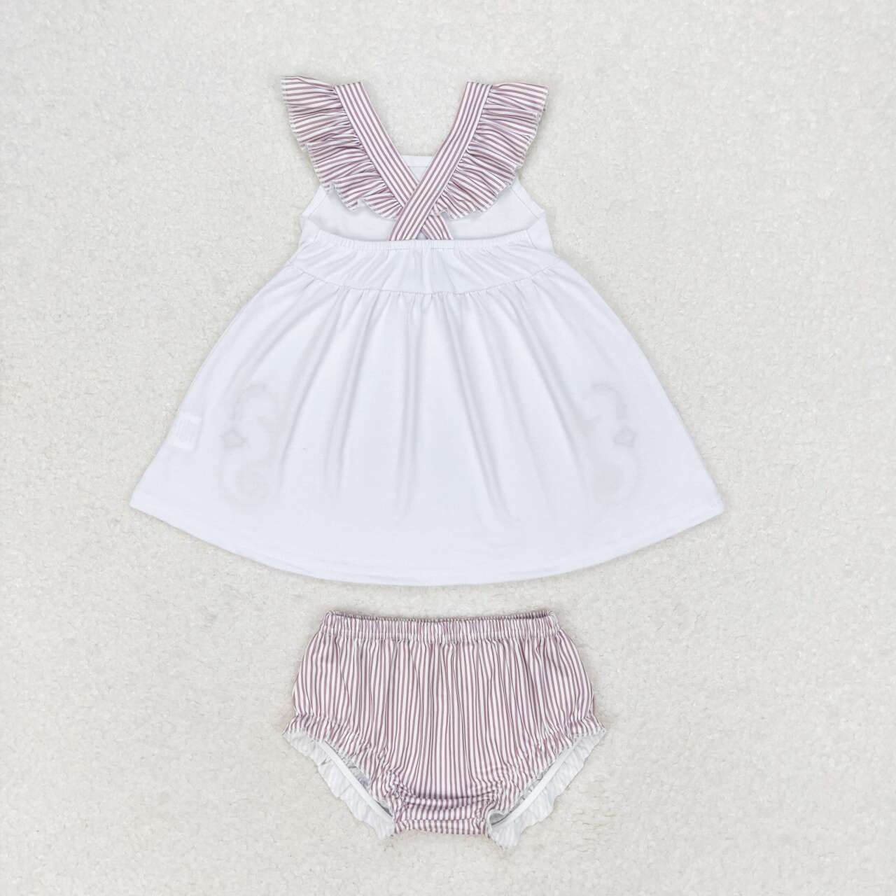 GBO0350 baby girl clothes embroidery seahorse girl summer bummies sets