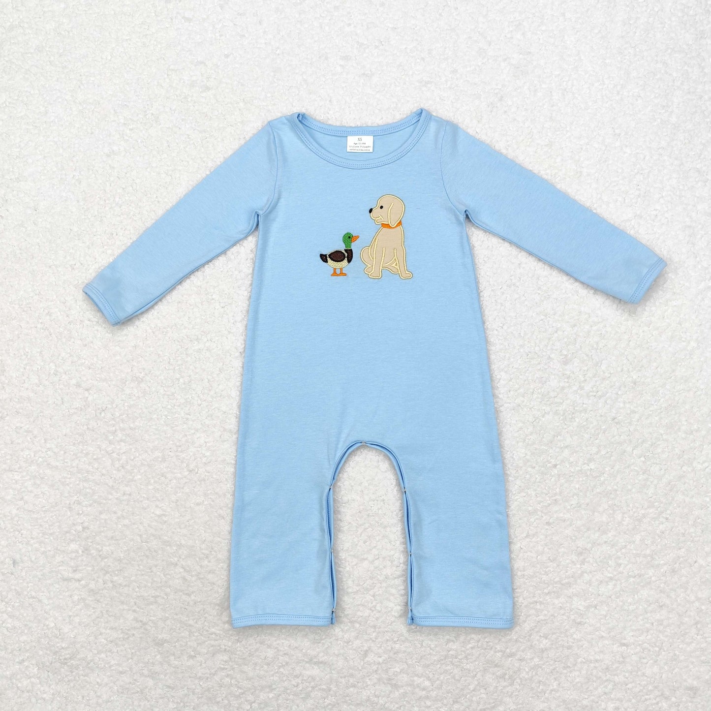 LR0994 baby boy clothes embroidery mallard toddler boy winter romper