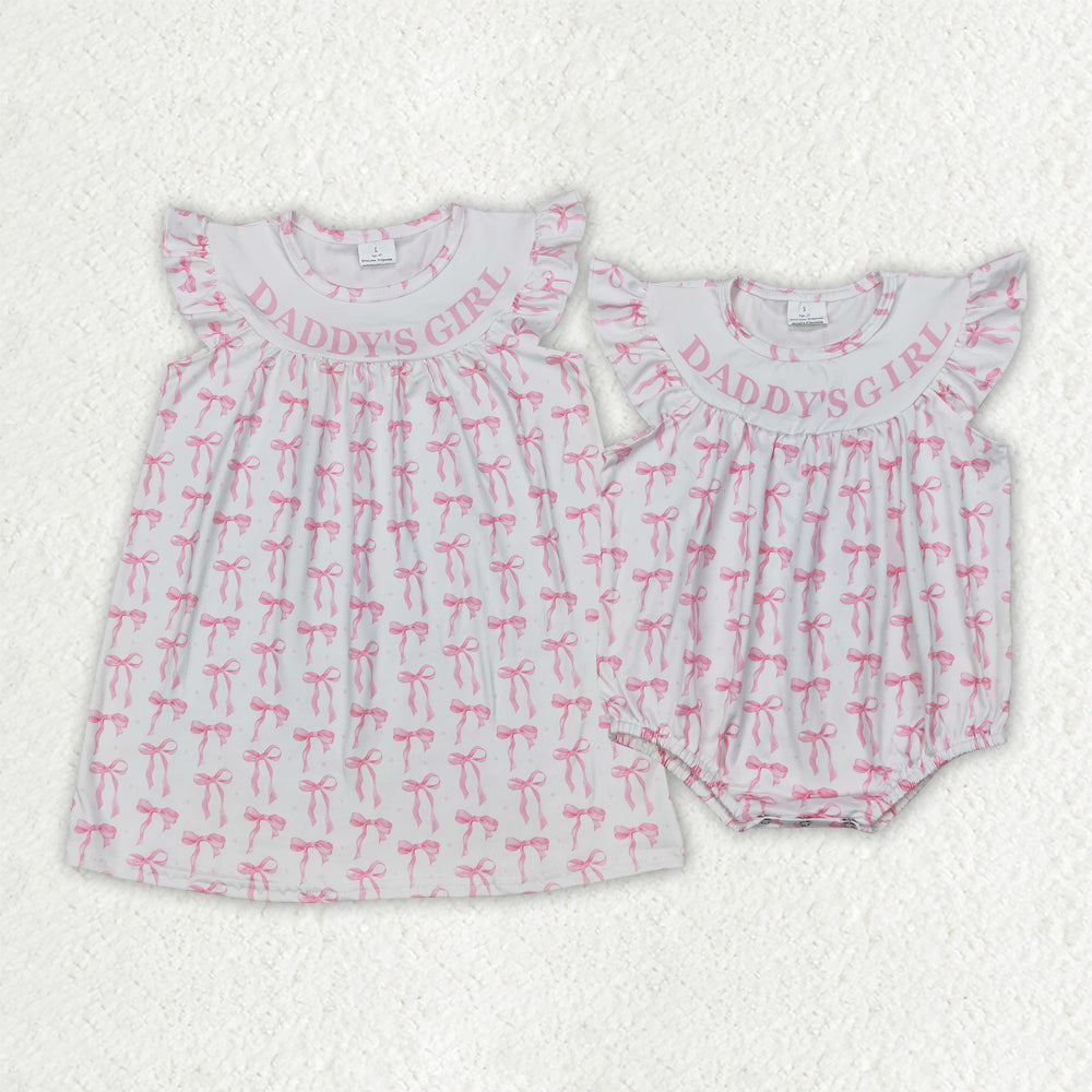 Sibling Baby Girls Daddy's Girl Bows Rompers Dresses