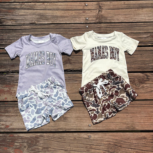 Sibling Baby Boys Mama's Boy Tops Camouflage Shorts Outfits