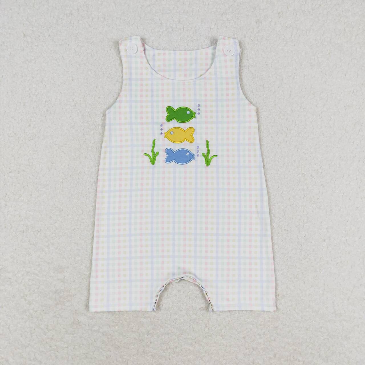 SR1121 baby boy clothes embroidery fish toddler boy summer romper