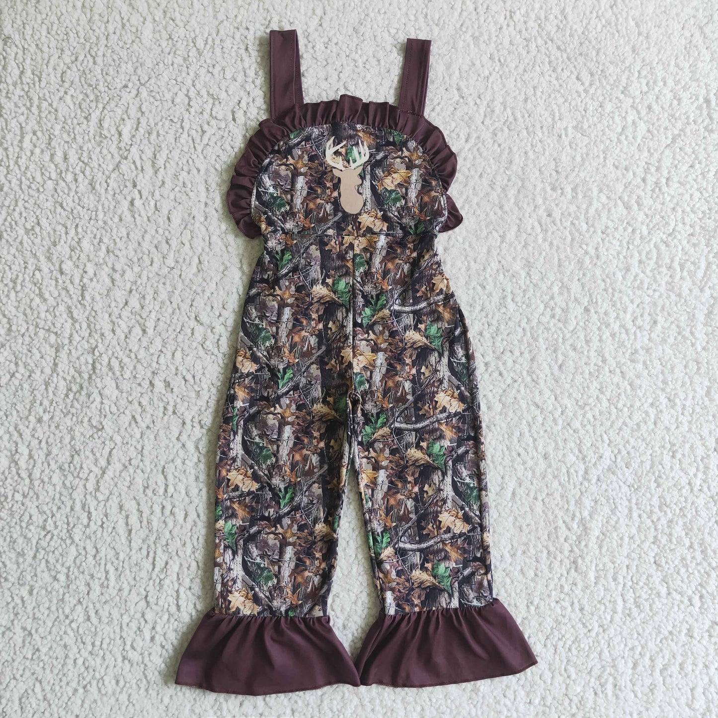 Christmas elk camo ruffle Jumpsuit