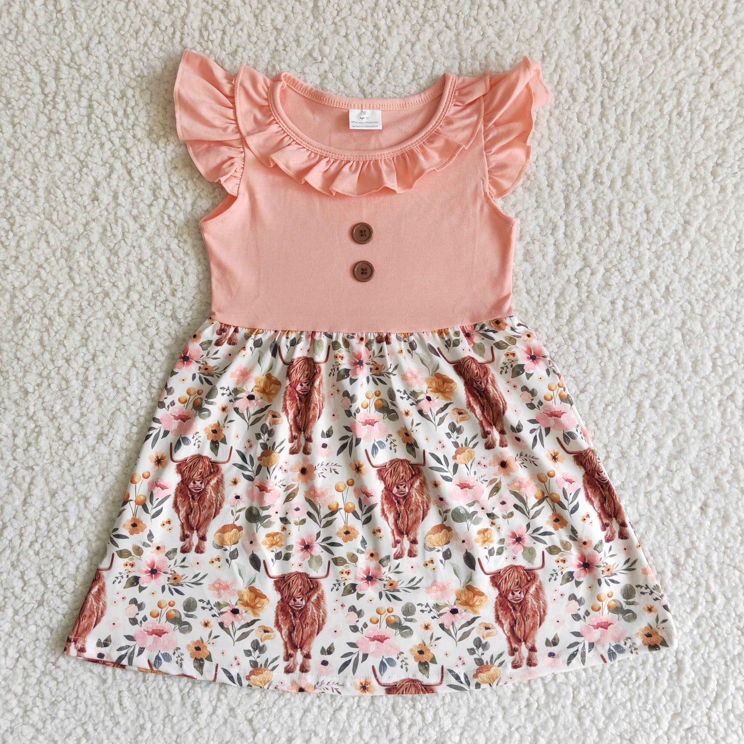 Heifer flutter sleeve pink Girl Dresses