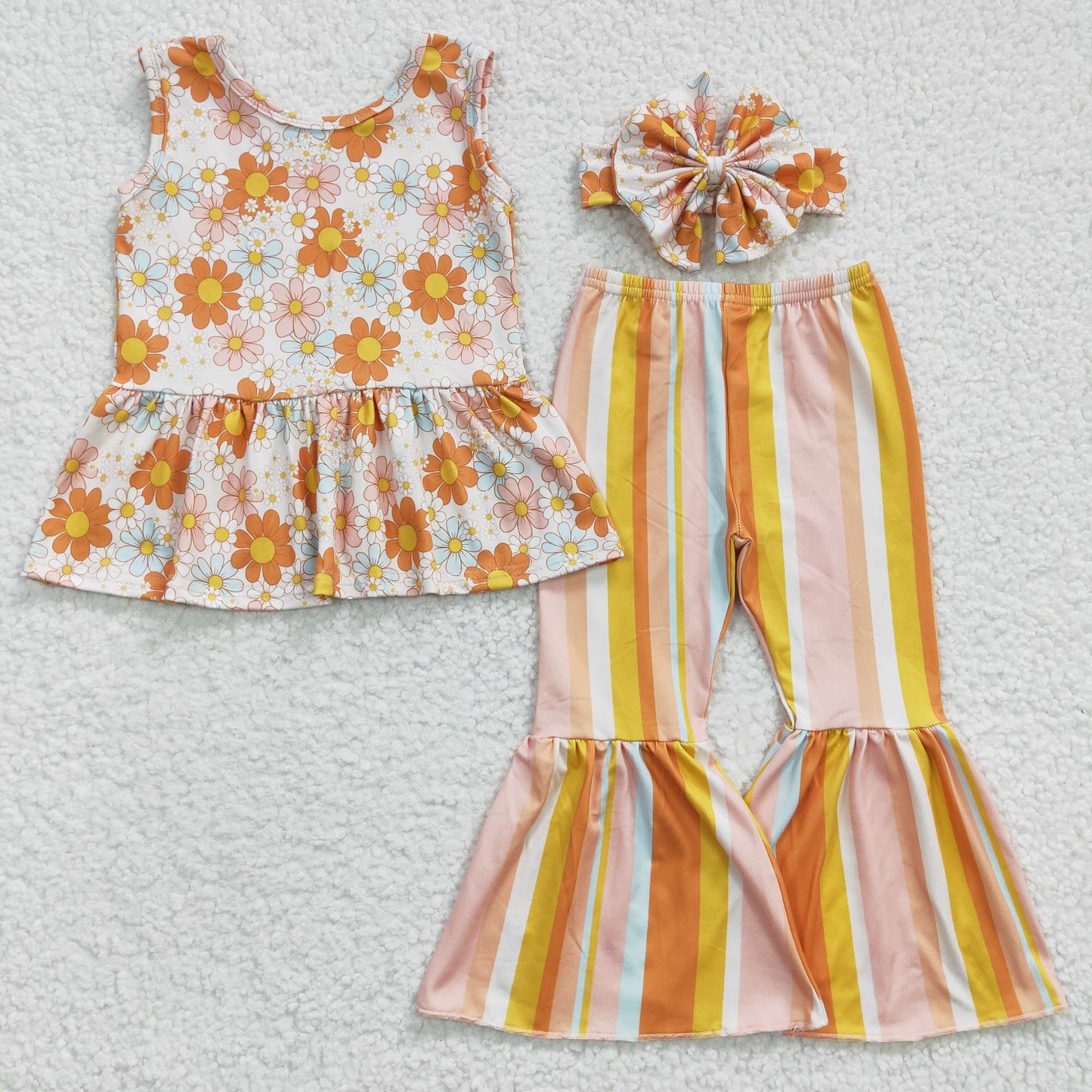 floral tops bell bottoms headbands sets GSPO0508