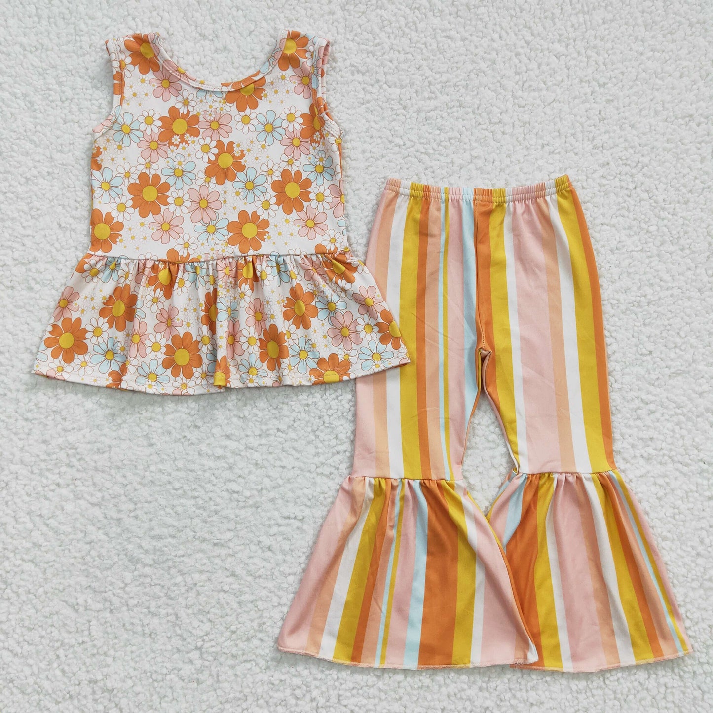 floral tops bell bottoms headbands sets GSPO0508