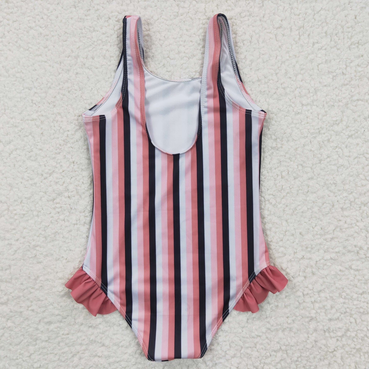 baby girls pink stripe swimsuits S0049
