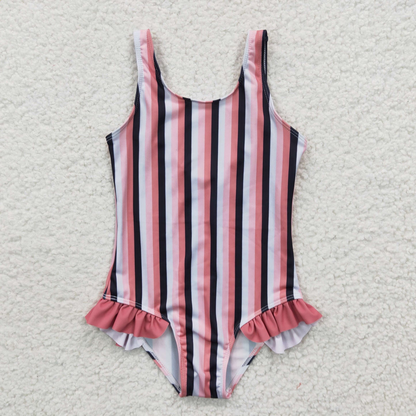 baby girls pink stripe swimsuits S0049