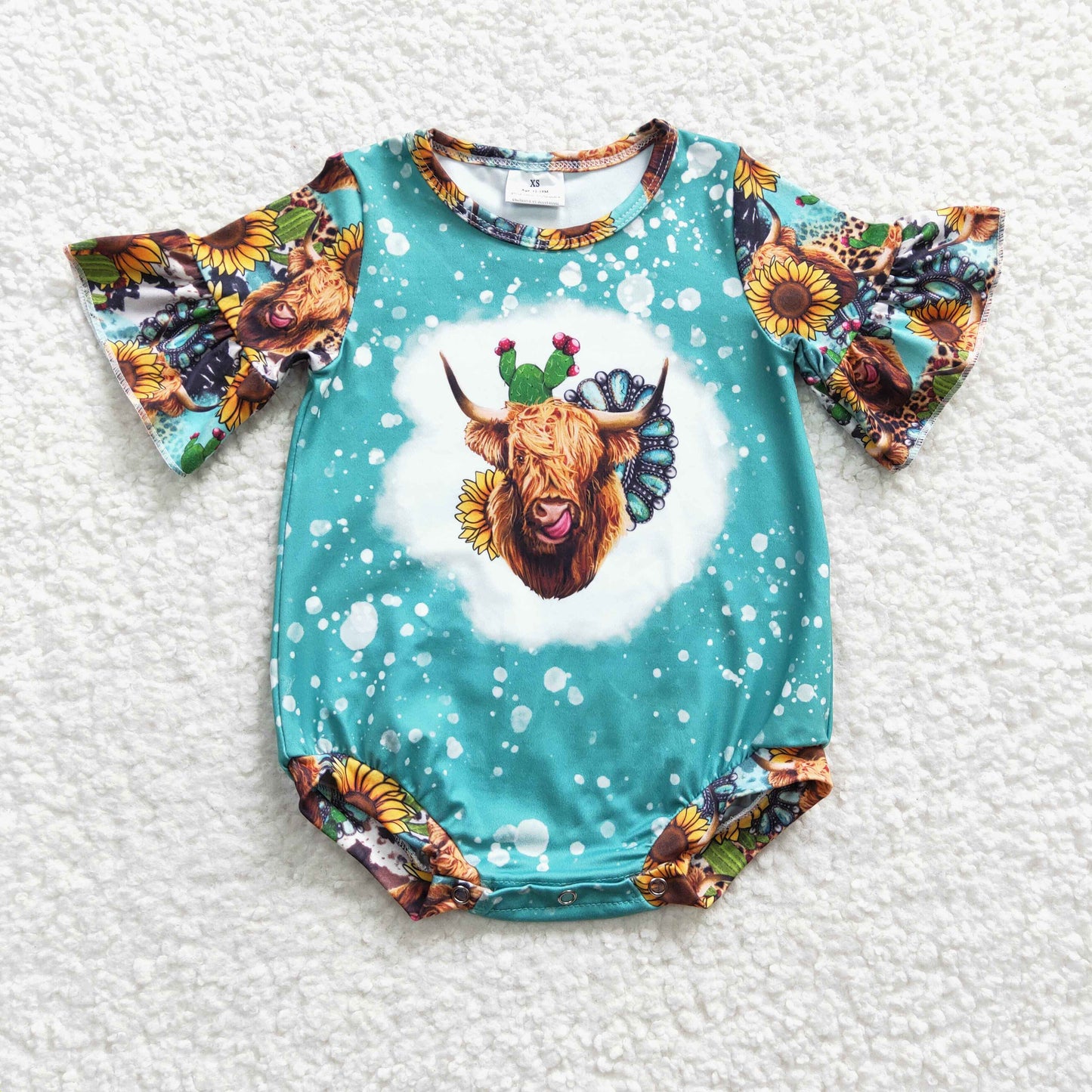 highland cow baby girls romper SR0126