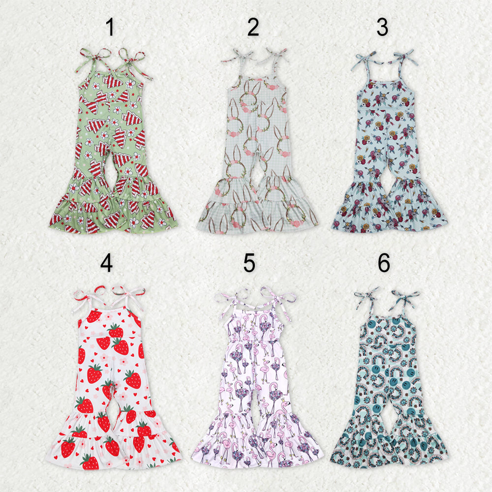 Sibling Baby Girls Strap Bell Bottom Jumpsuits