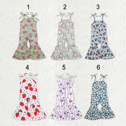 Sibling Baby Girls Strap Bell Bottom Jumpsuits