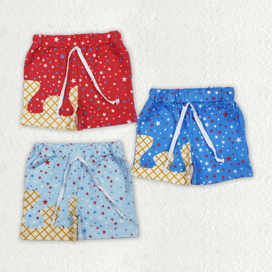 Sibling Baby Boys Drips Stars 4th of July Shorts Bottoms
