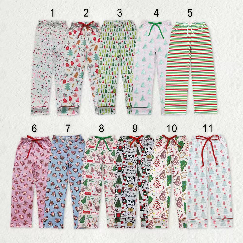 Sibling Adult Men Women Trees Cows Checked Christmas Pajamas Flare Pants