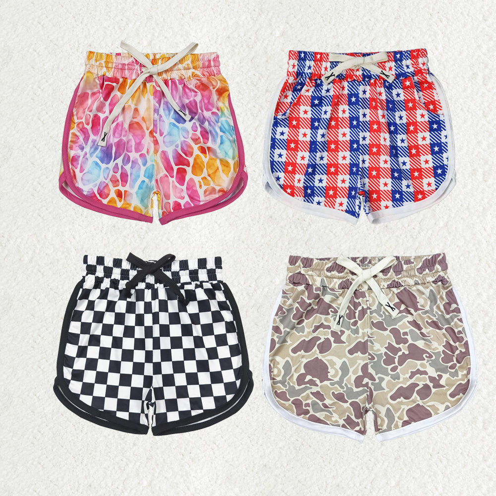 Sibling 4 Colors Baby Girls Summer Camo Plaid Shorts Bottoms