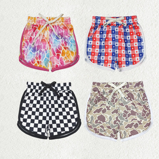 Sibling 4 Colors Baby Girls Summer Camo Plaid Shorts Bottoms