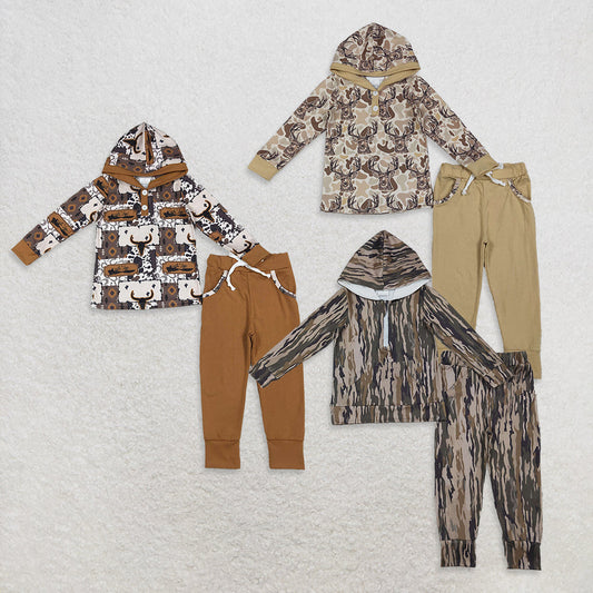 Sibling Baby Boys Western Hunting Hoodie Top Pockets Leggings Clothes Sets