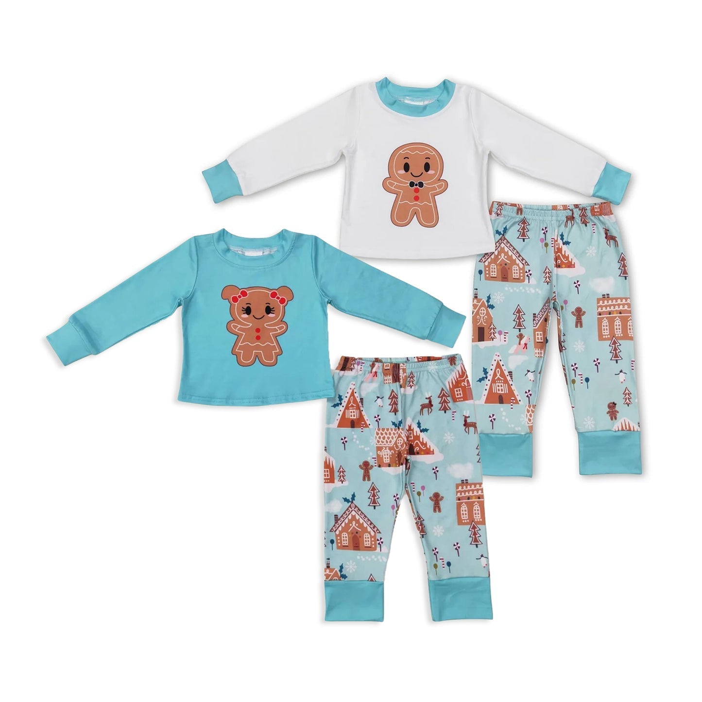 Sibling Baby Boys Girls Gingerbread Gifts Top Pants Christmas Clothes Sets
