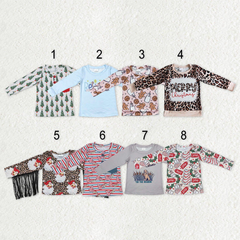 Sibling Baby Boys Girls Christmas Trees Gingerbread Milks Tee Shirts Top