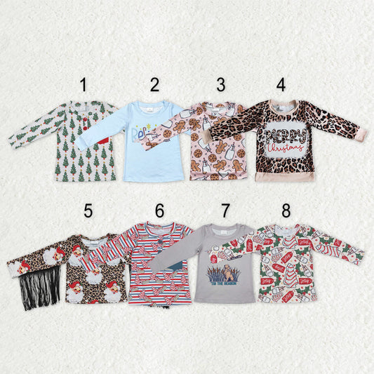 Sibling Baby Boys Girls Christmas Trees Gingerbread Milks Tee Shirts Top