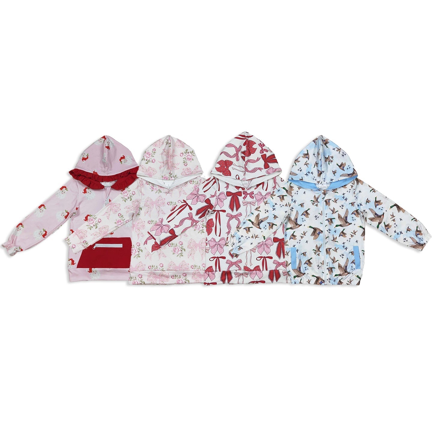 Sibling Baby Girls Bows Ducks Santa Long Sleeves Hoodies Top