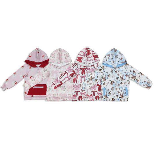 Sibling Baby Girls Bows Ducks Santa Long Sleeves Hoodies Top