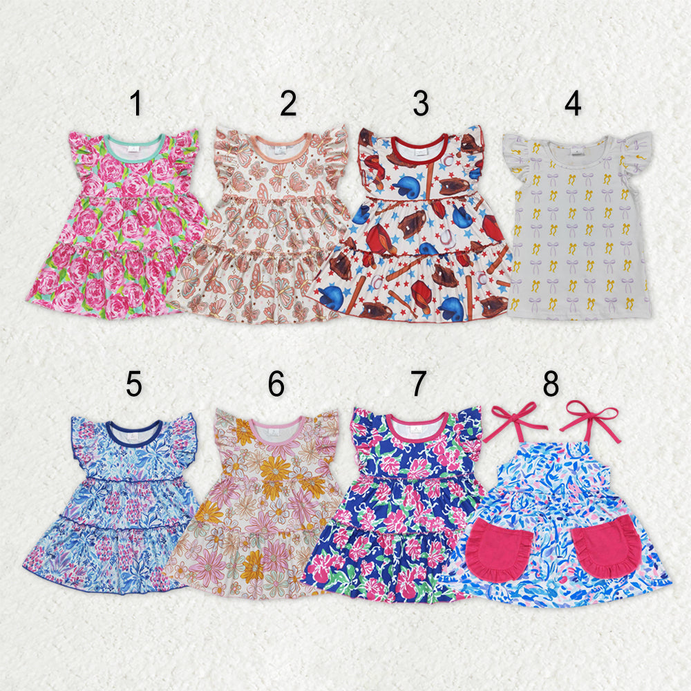 Sibling Baby Girls Flowers Bows Plaid Tee Shirts Top