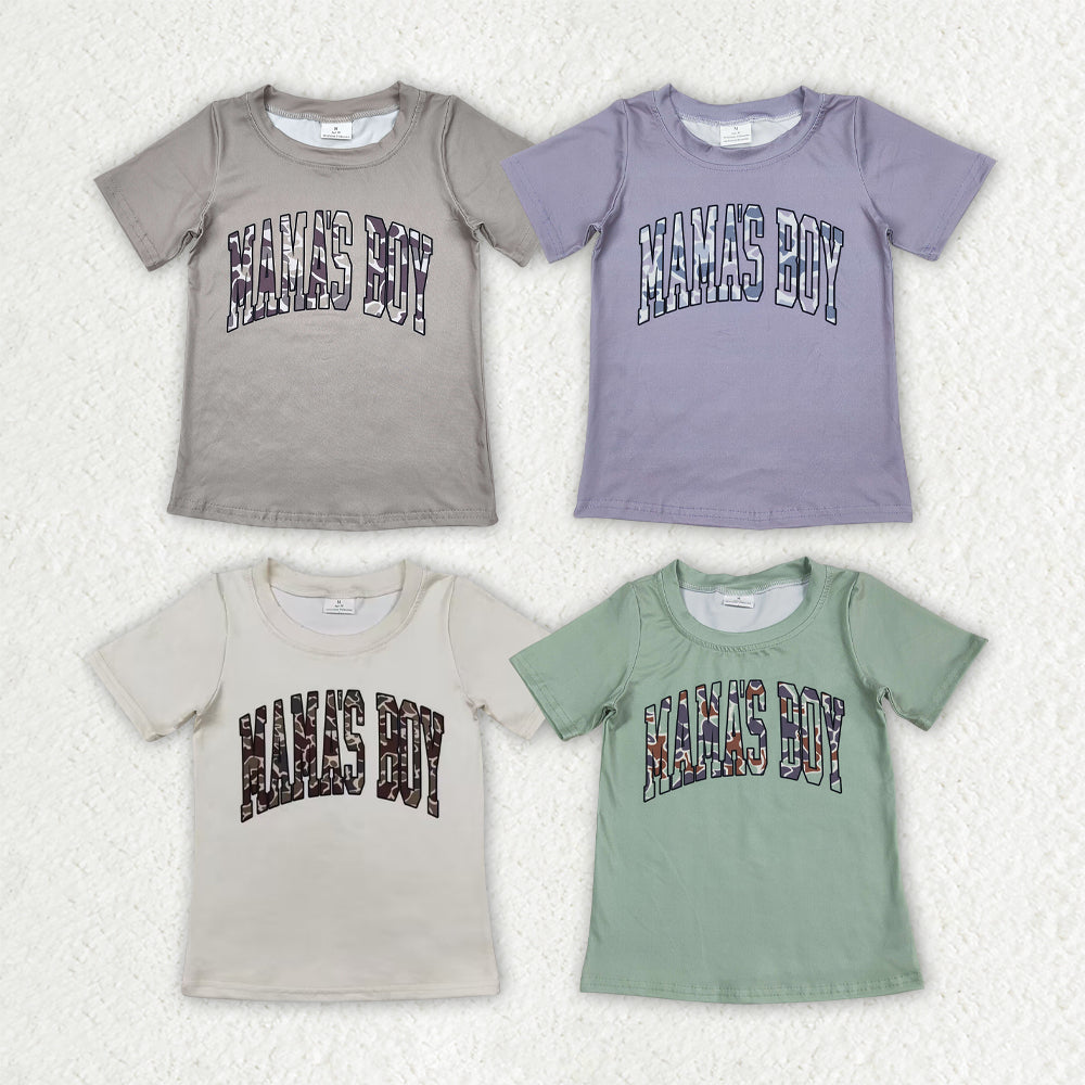 Sibling Baby Boys Short Sleeves Camo Mama's Boy Tee Shirts Tops