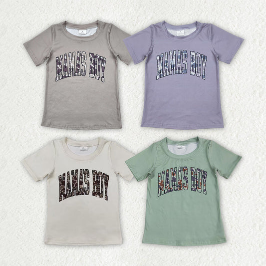 Sibling Baby Boys Short Sleeves Camo Mama's Boy Tee Shirts Tops