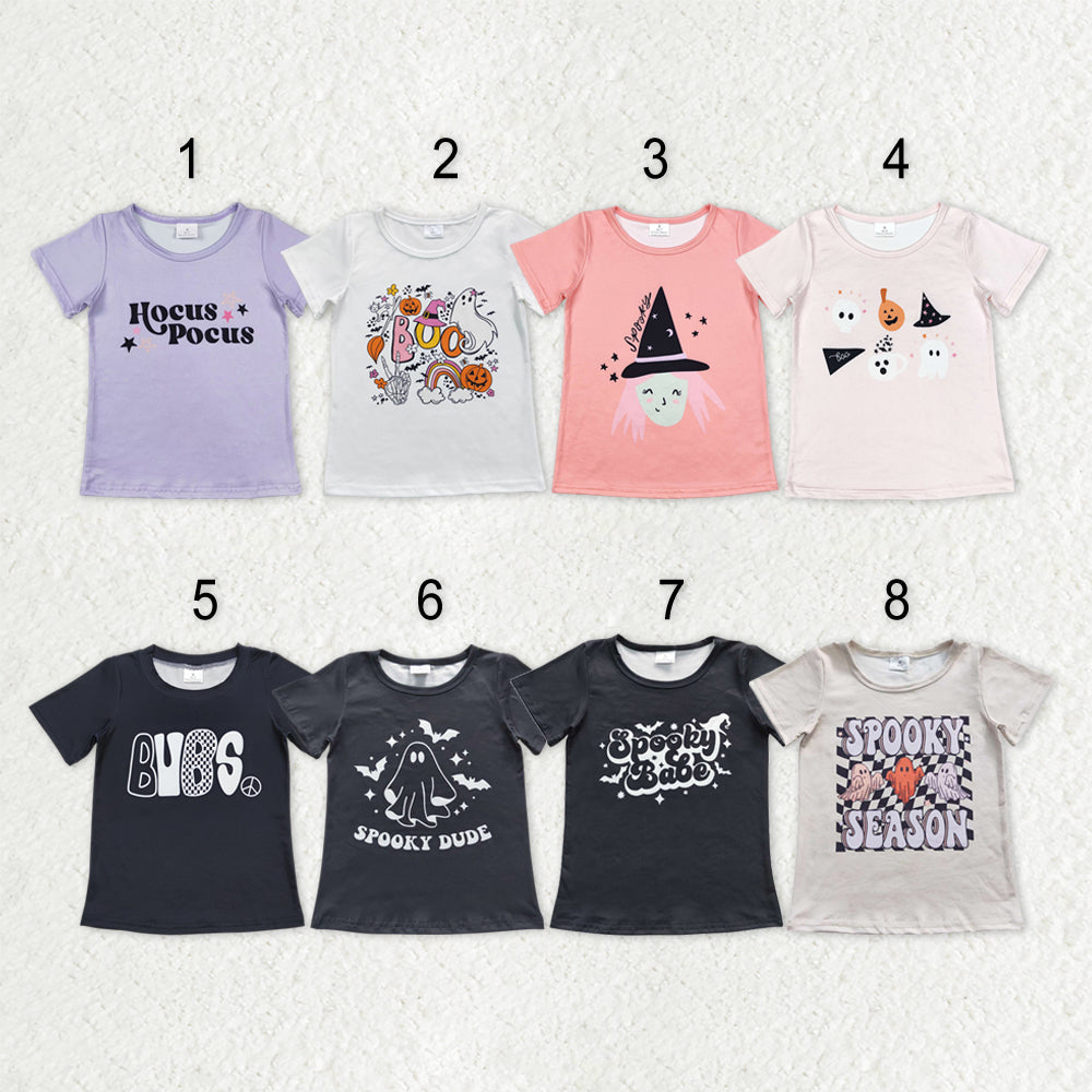 Sibling Baby Boys Girls Hats Ghosts Pumpkins Halloween Tee Shirts Top